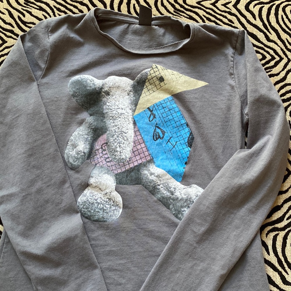 Zara Kids Elephant Graphic Cotton Tee Long Sleeve 9 10 140cm EUC